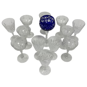 Vintage Five Waterford Crystal Lismore Glass Water Goblets and Libbey Rock Champagne Glass lot