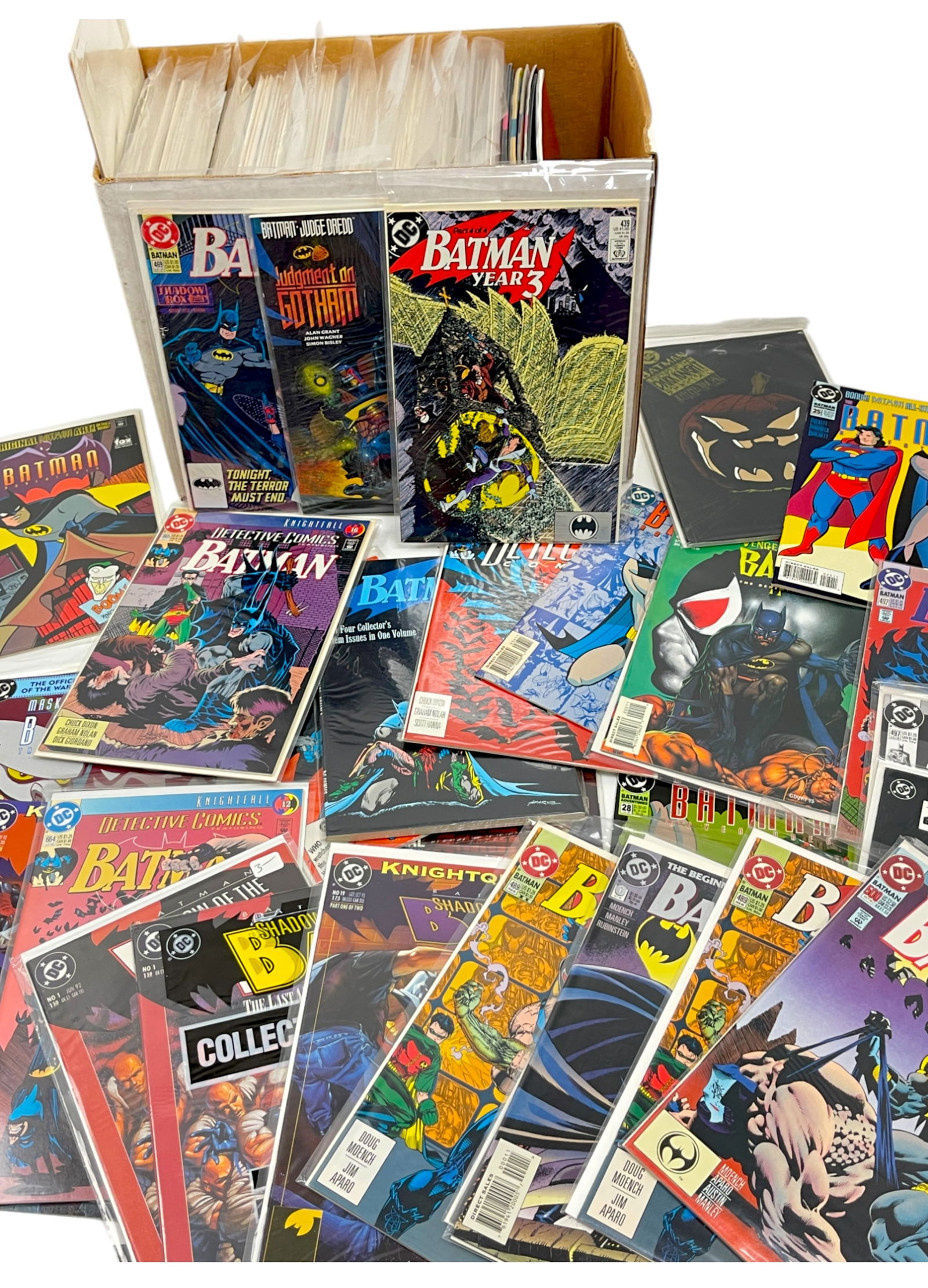 VINTAGE COMIC BOOK SHORT BOX ALL BATMAN 1993-1995 LOT 130 BOOKS (1 of 10)