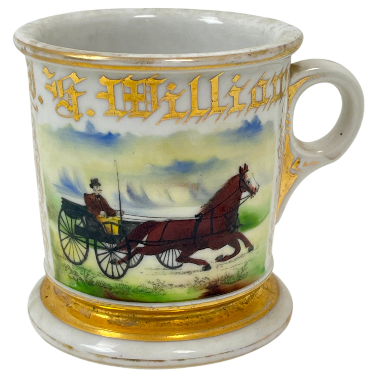 VINTAGE OCCUPATIONAL SHAVING MUG G.WILLIAMS GARRETT: VINTAGE OCCUPATIONAL SHAVING MUG G.WILLIAMS GARRETT H 4"