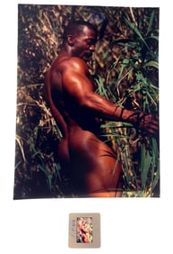 Vintage Gay Male Interest Color Photo  Erotic  12" x 9" with Negatives