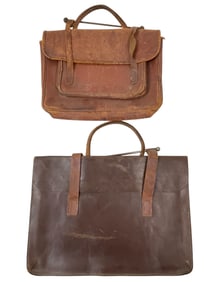 Antique Oxford Briefcase Brown leather lot 2