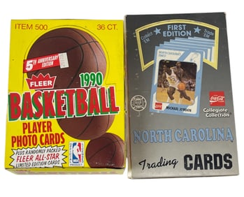 Fleer NBA Basketball Player Trading Card Box 36 Sealed Pack and 1989  Carolina Coca-Cola Box 36