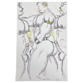Randy Coleman Signed Gay Male Interest Drawing Illustration Art Original Erotic Nude Adults Only