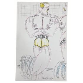 Randy Coleman Signed Gay Male Interest Drawing Illustration Art Original Erotic Nude Adults Only