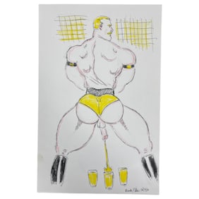 Randy Coleman Signed Gay Male Interest Drawing Illustration Art Original Erotic Nude Adults Only
