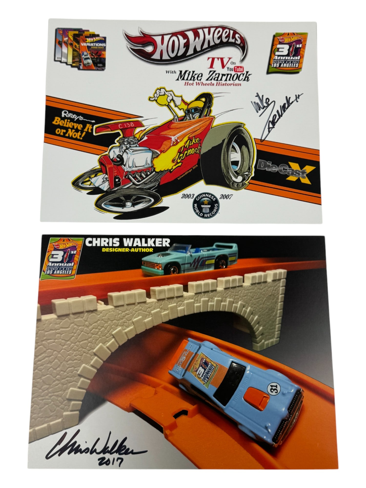 Signed 2017 Mike Zarnock & Chris Walker Hot Wheels 8"x10" E Sheet VHTF Collection (1 of 6)