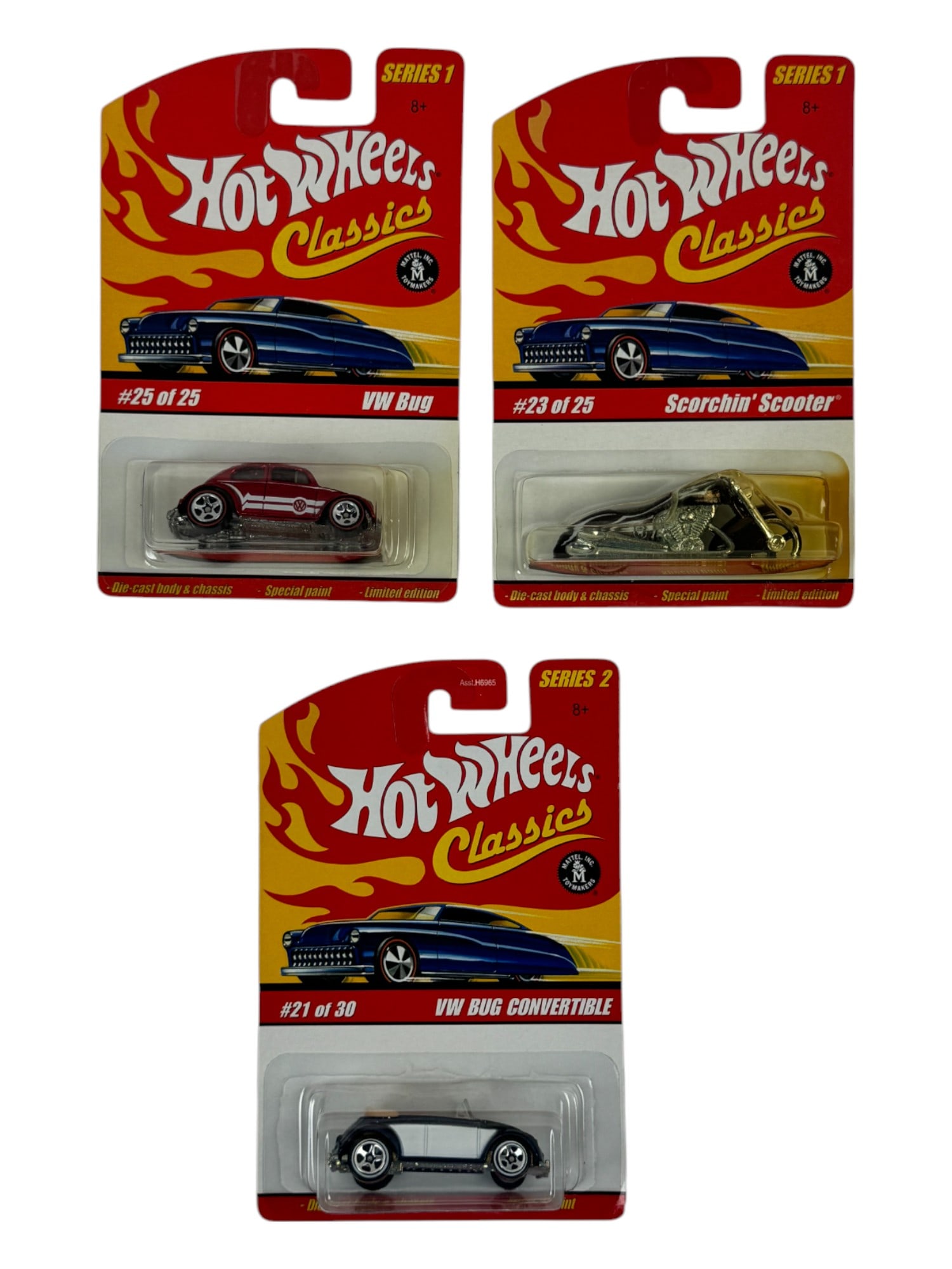 Hot Wheels Classics VW Bug, Scorchin' Scooter, VW Bug Convertible Car Toy (1 of 4)