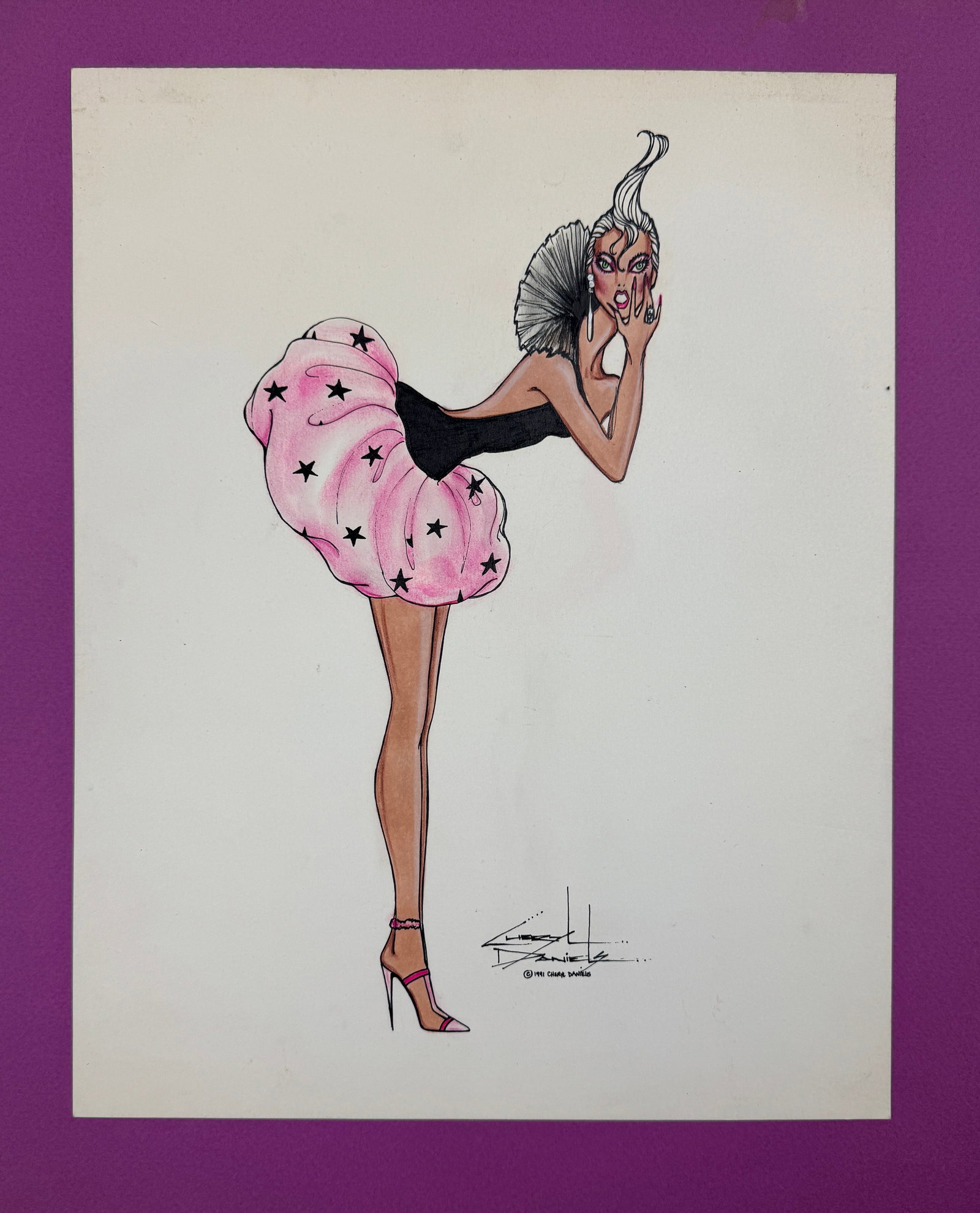 Cheryl Daniels 1991 Original Costume Design Drawing Art (1 of 4)
