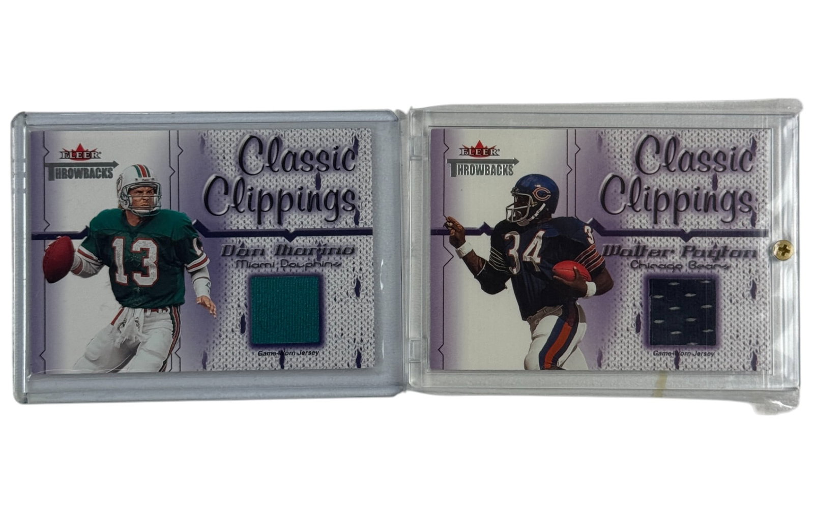Fleer Dan Marino and Walter Payton Classic Clippings NFL Jersey Uniform Cards (1 of 4)