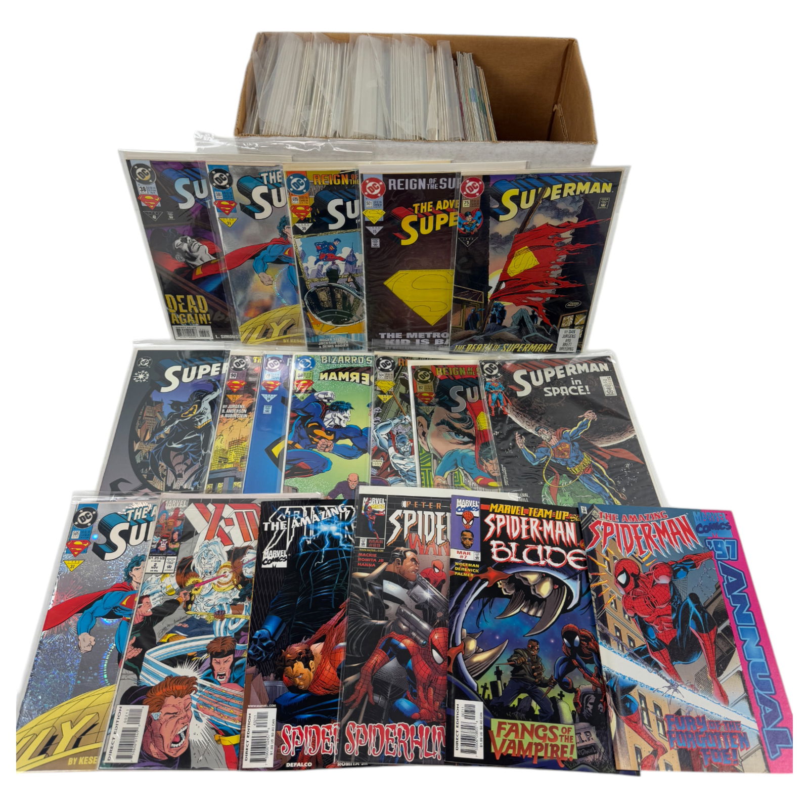 Vintage Short Box Comic Book FULL DC Spider-Man X Man Spidermen Collection Lot 115 books (1 of 6)