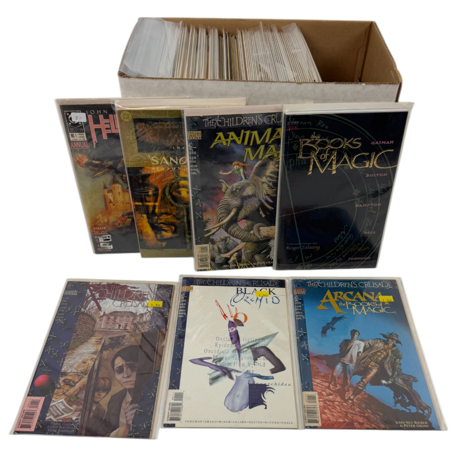 Vintage Short Box Comic Book HELLBLAZER AND OTHERS DC Independent  Collection Lot  more 100 books (1 of 6)