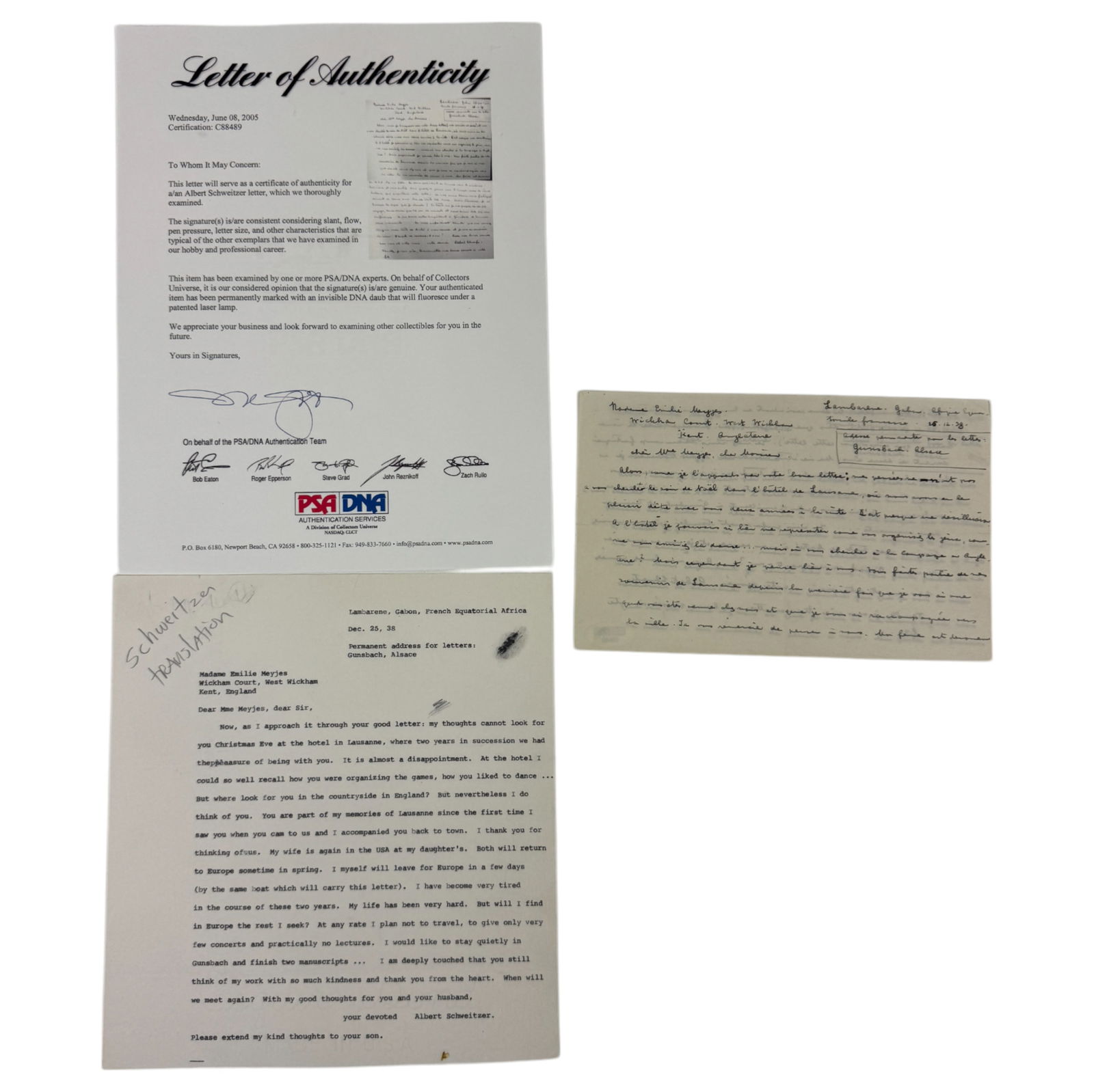 Original Albert Schweitzer Personal Hand Written Letter PSA DNA (1 of 4)
