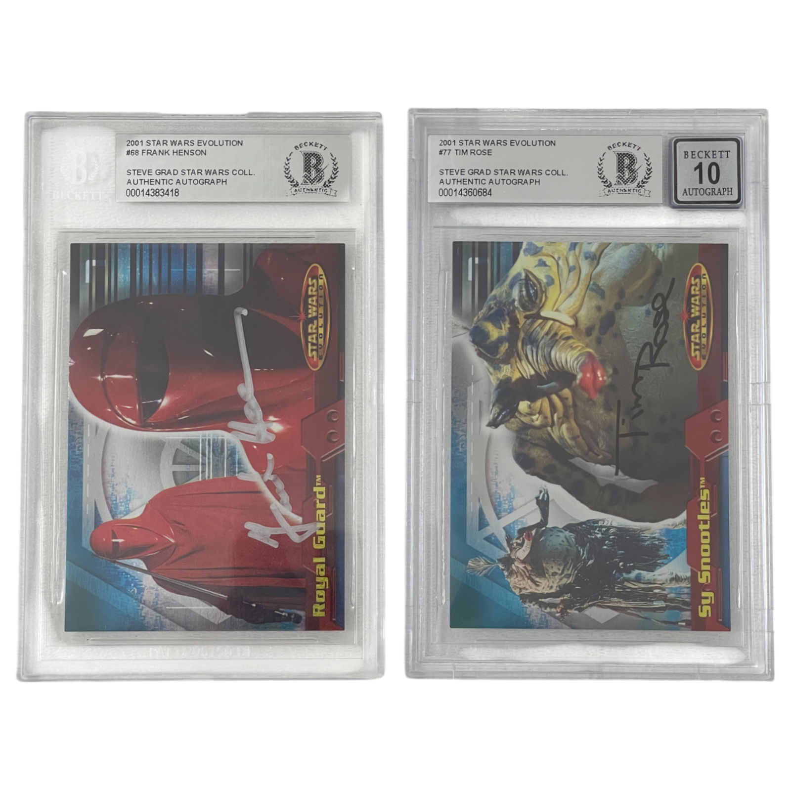 2001 Frank Henson as Royal Guard Star Wars Autograph Topps Evolution & Tim Rose As Sy Snootles BGS (1 of 4)