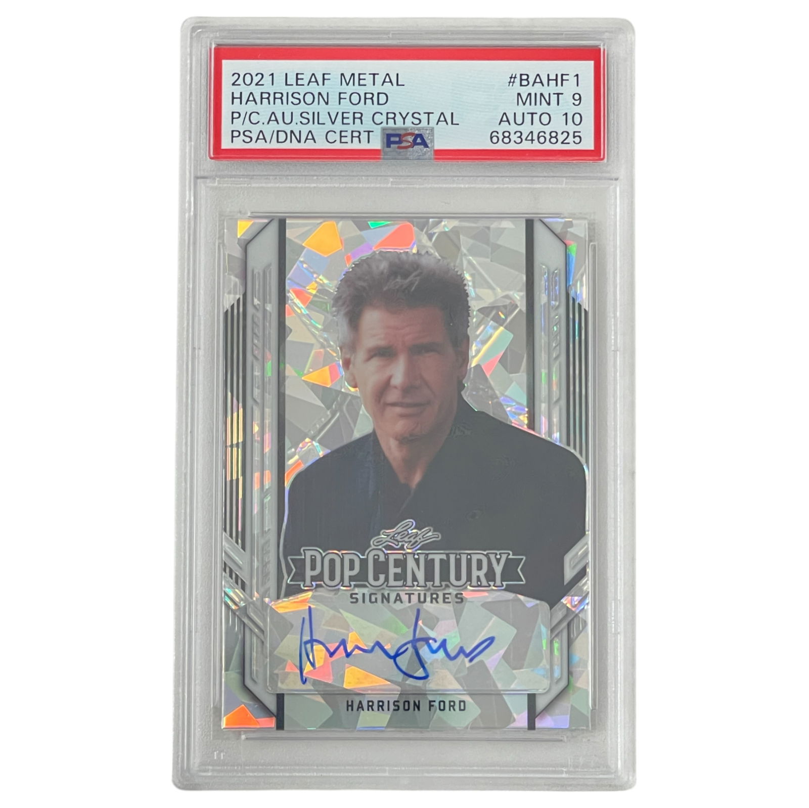 2021 Leaf Metal Harrison Ford Silver Crystal PSA 9 AUTO 10 Trading Card (1 of 5)