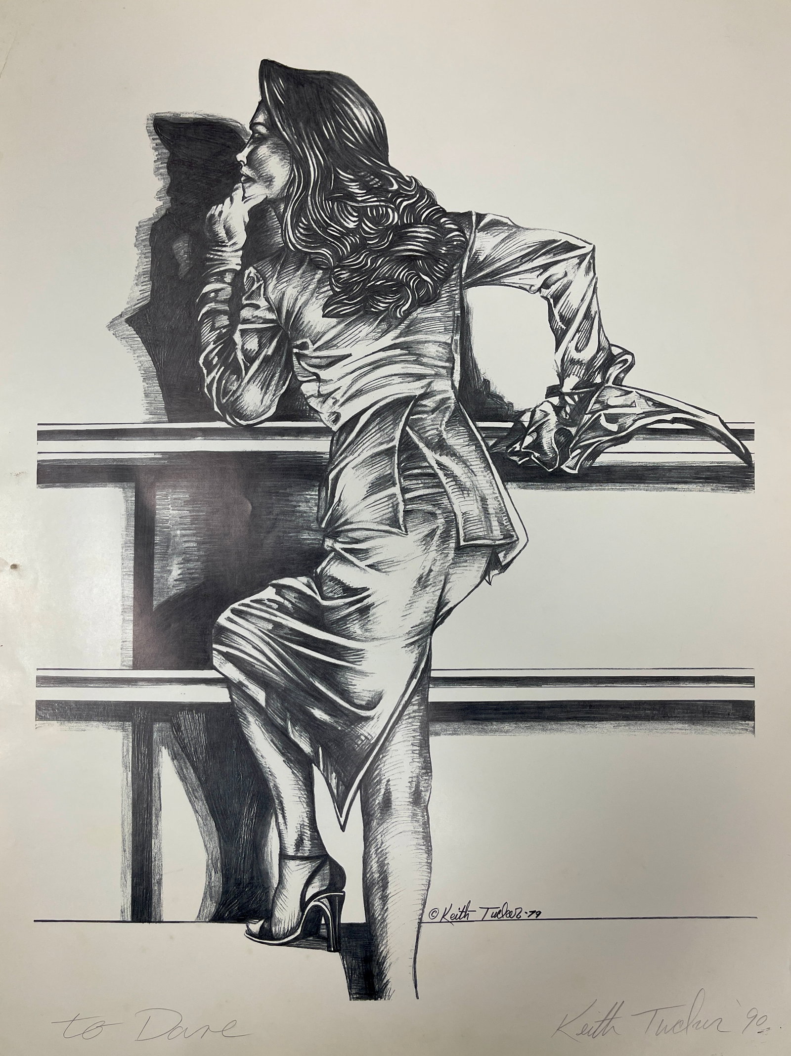 VINTAGE EROTIC POSTER KEITH TUCKER PENCIL SIGNED 1990 17.5" X 23": KEITH TUCKER PENCIL SIGNED 1990 EROTIC POSTER 17.5" X 23"