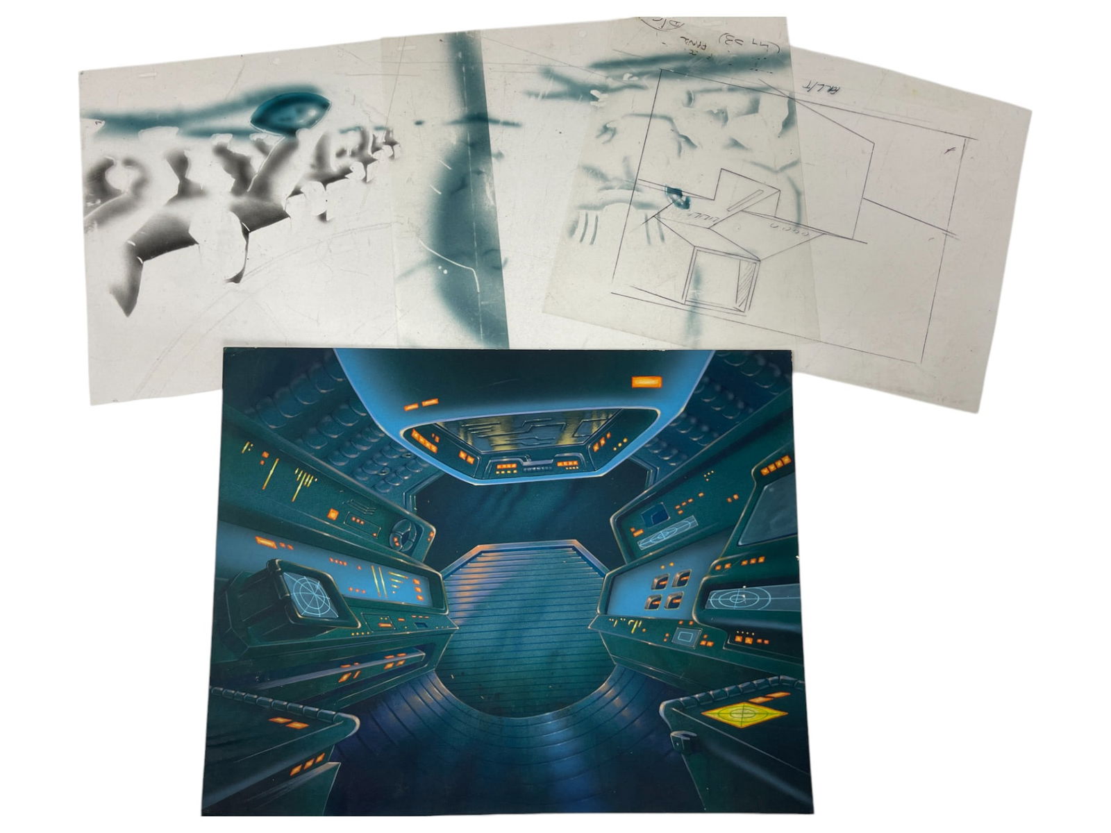 FUTURAMA ORIGINAL ANIMATION PRODUCTION PAINTING ART INSIDE SPACE SHIP (1 of 4)