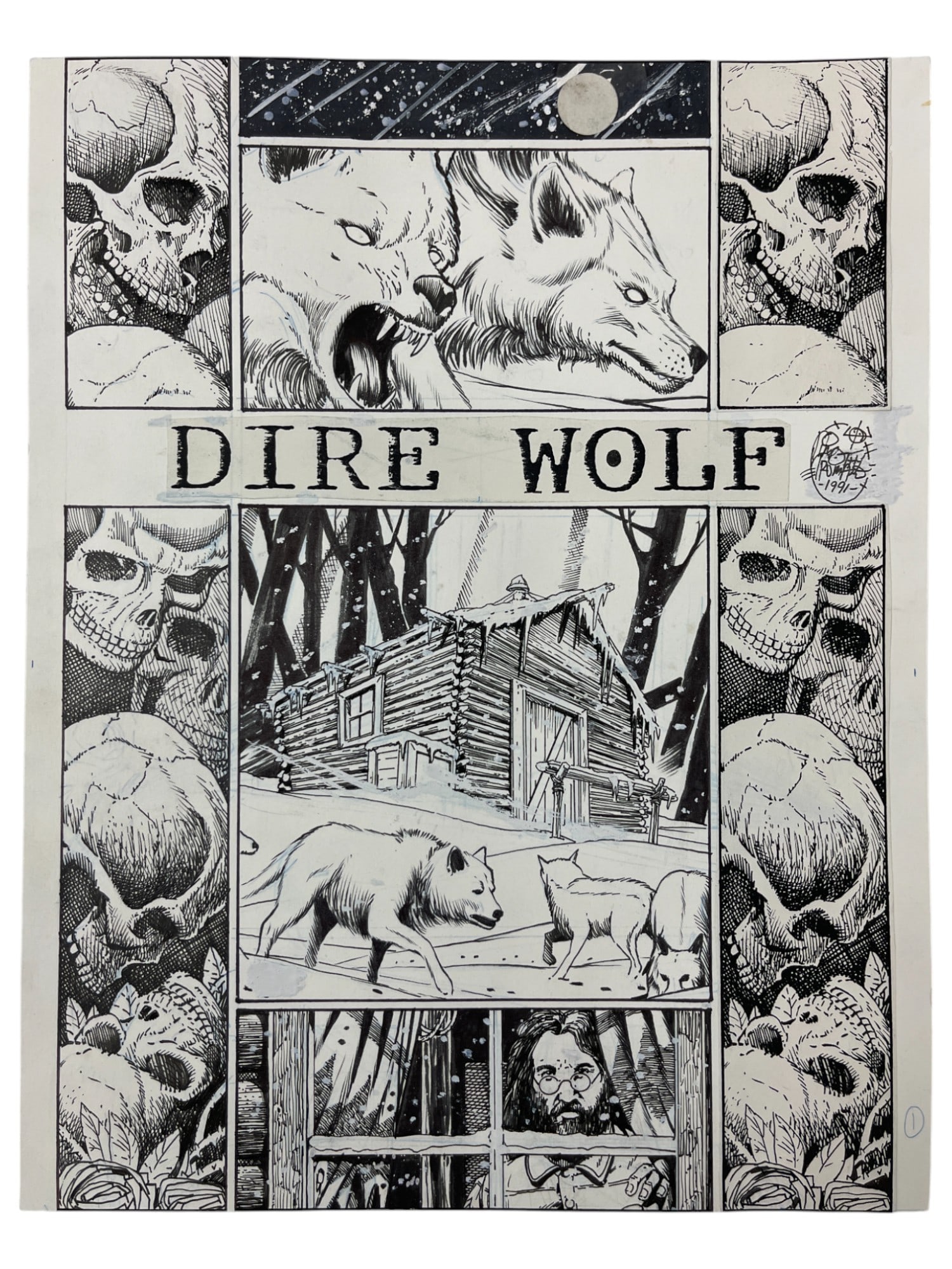 Grateful Dead Comix, Issue 1, Dire Wolf Original Production Comic Storyboard 11" x 14" (1 of 7)