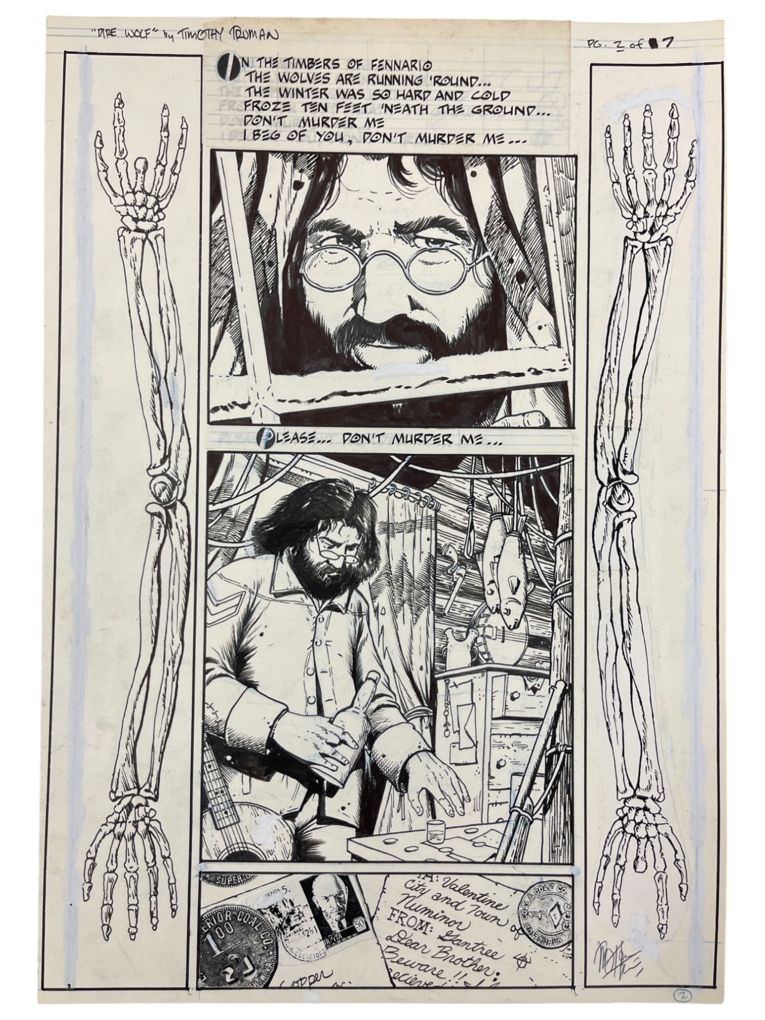 Grateful Dead Comix, Issue 1, Dire Wolf Original Production Comic Storyboard 11" x 16" (1 of 9)