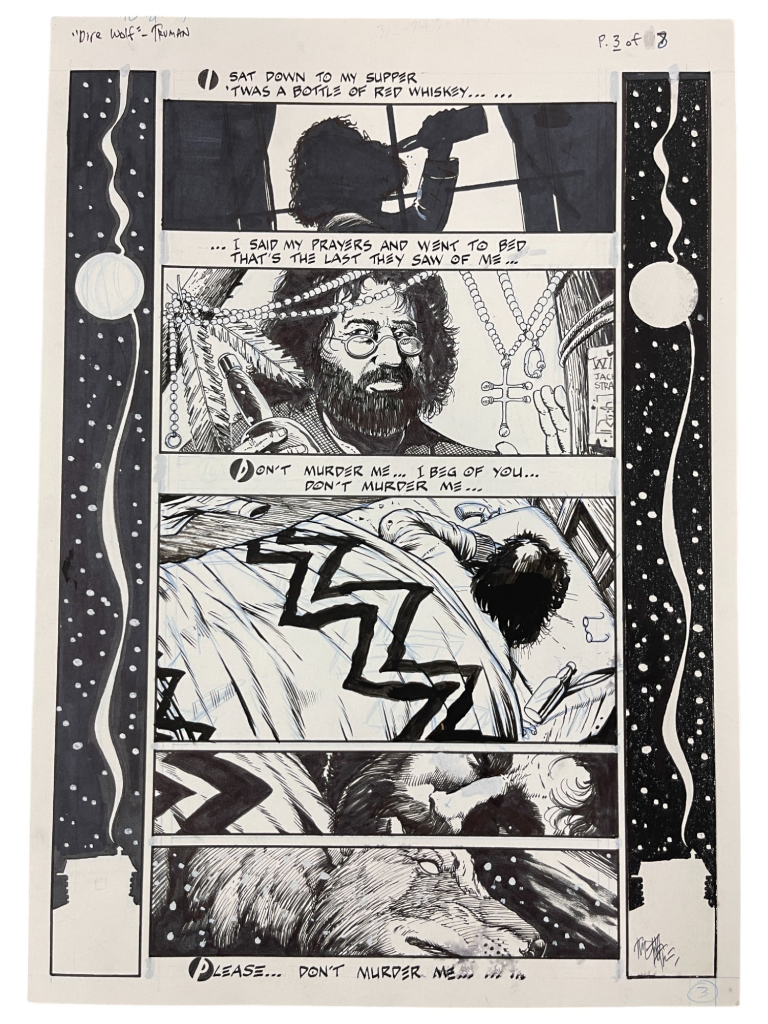 Grateful Dead Comix, Issue 1, Dire Wolf Original Production Comic Storyboard 11" x 16.5" (1 of 8)