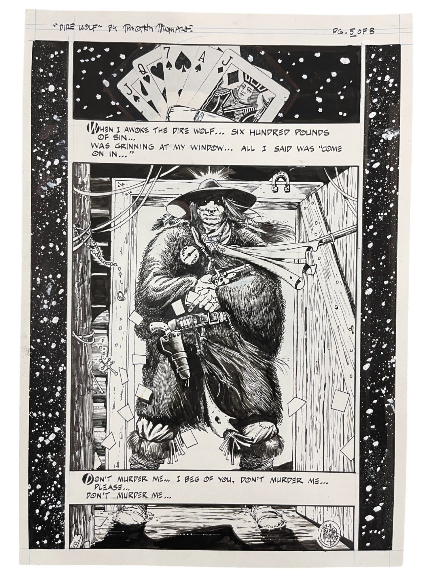 Grateful Dead Comix, Issue 1, Dire Wolf Original Production Comic Storyboard 11" x 16.5" (1 of 6)