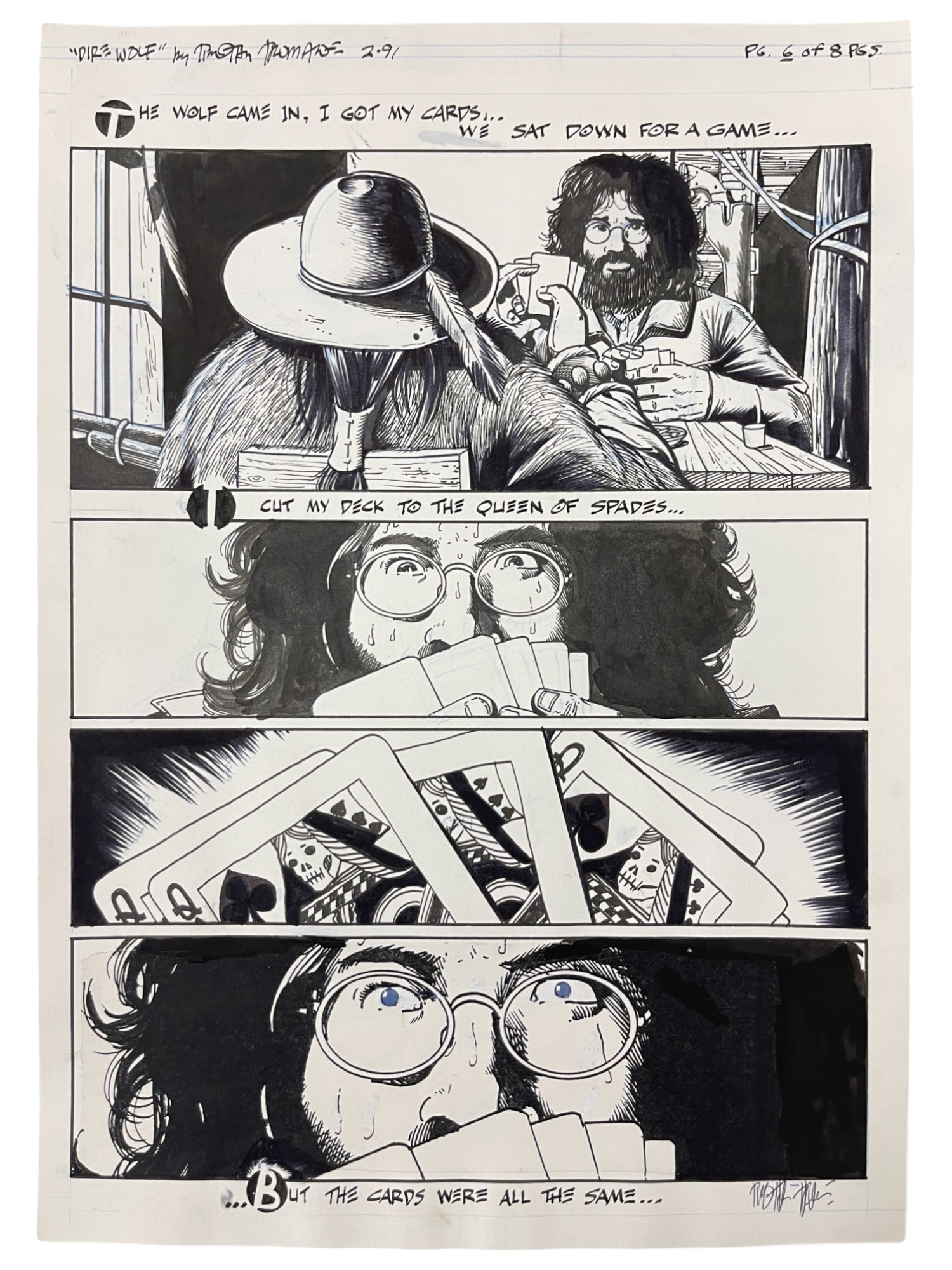 Grateful Dead Comix, Issue 1, Dire Wolf Original Production Comic Storyboard 11" x 16.5" (1 of 7)