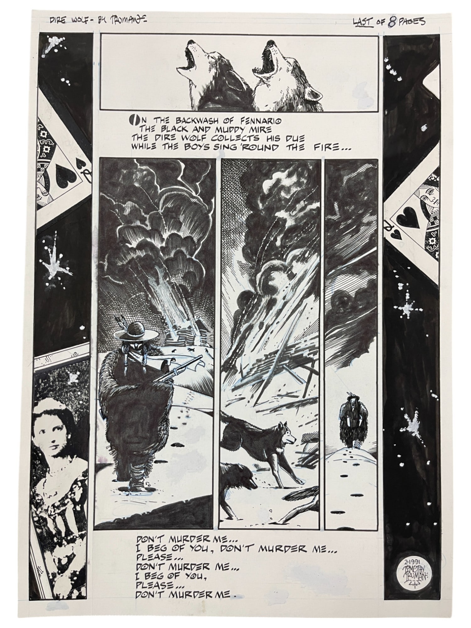 Grateful Dead Comix, Issue 1, Dire Wolf Original Production Comic Storyboard 11" x 16.5" (1 of 8)