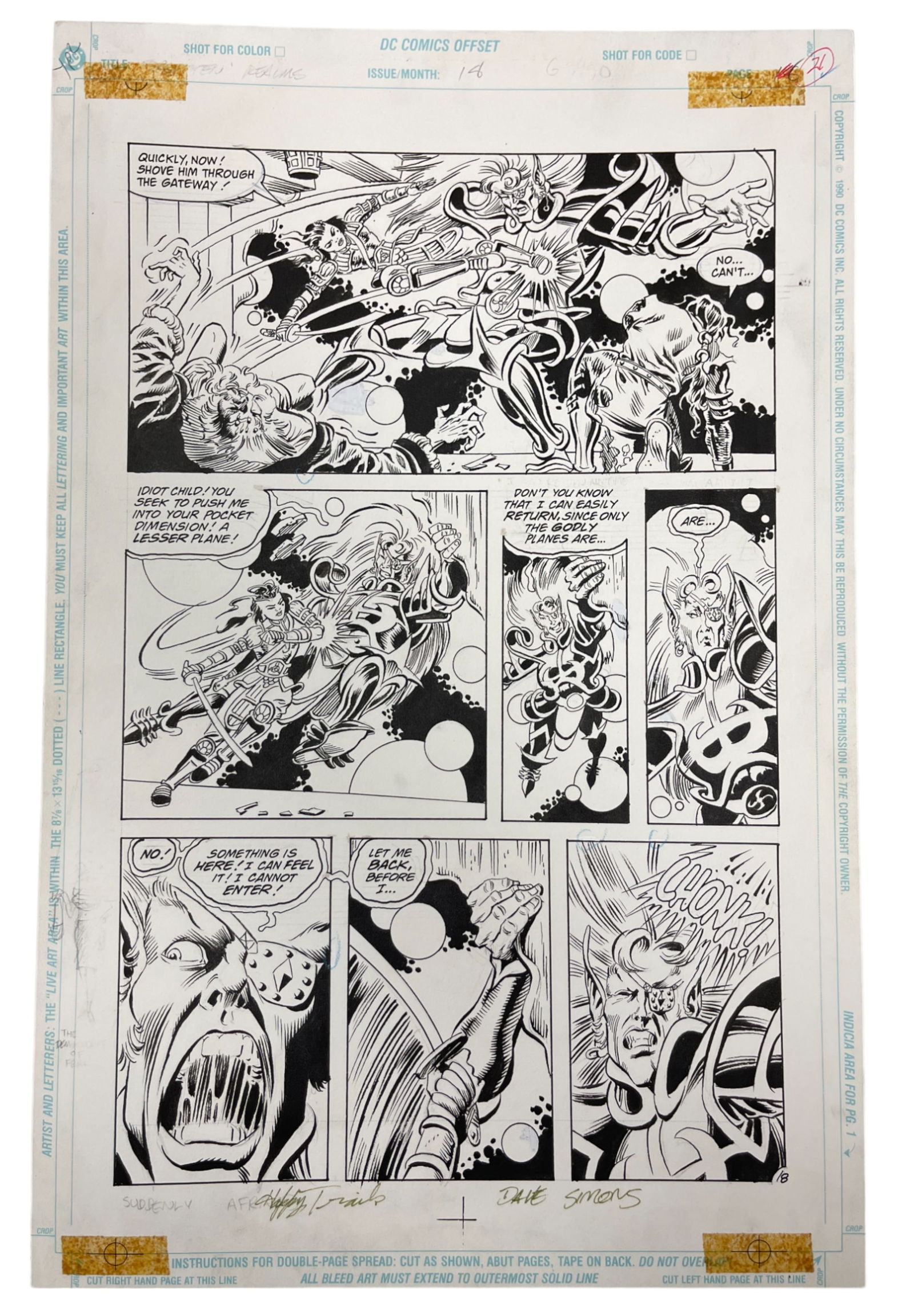DC Comcics Forgotten Realms Original Storyboard Production Comic Art Signed by Dave Simons (1 of 7)