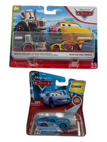 Disney Pixar Cars bumper Save Racing Tractor & Rust-Eze Cruz Ramirez, Dinoco Mcqueen Toy Lot of 2
