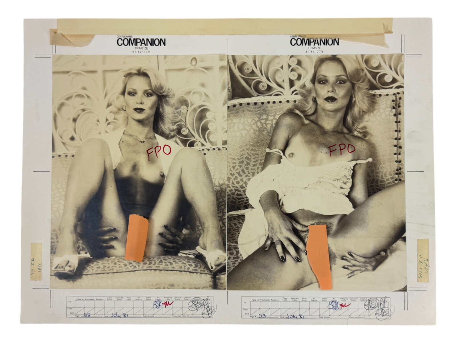Vintage 1980's Companion magazine production storyboard artwork erotic X-Rated adults only: Vintage 1980's Companion magazine production storyboard artwork, certain parts are covered by post-it The item does not come that way 19 1/2" x 14 1/2"