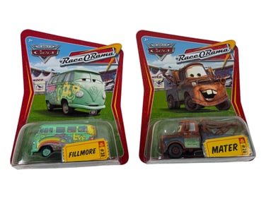 Disney Pixar The World of Cars Race O Rama Mater & Fillmore Lot of 2