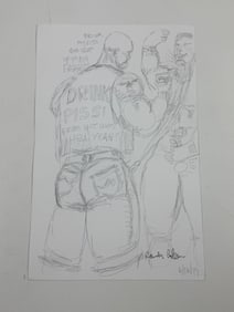 Randy Coleman Signed Gay Male Interest Drawing Illustration Art Original Erotic Nude Adults Only