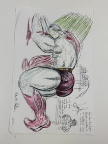 Randy Coleman Signed Gay Male Interest Drawing Illustration Art Original Erotic Nude Adults Only