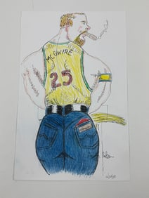 Randy Coleman Signed Gay Male Interest Drawing Illustration Art Original Erotic Nude Adults Only