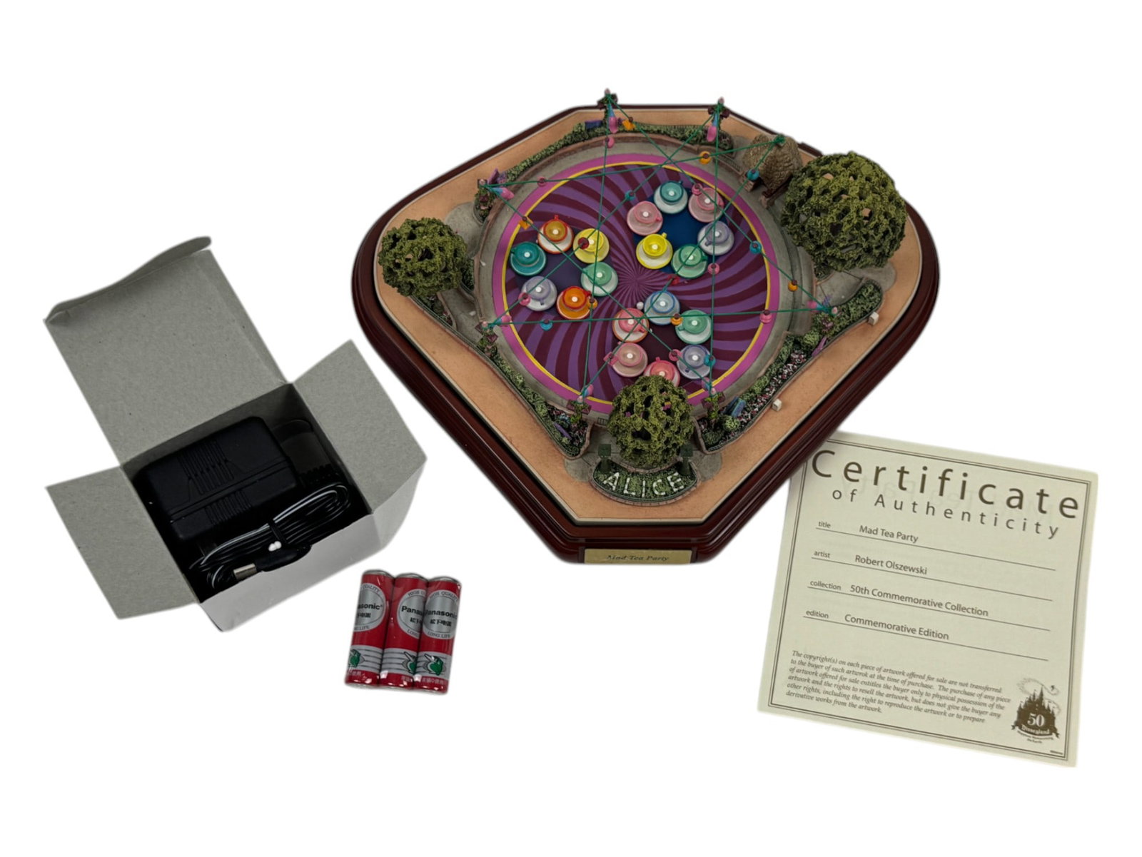 Disney Olszewski Disneyland Alice in Wonderland Mad Tea Party Tea Cups Ride NIB w/ Cert. (1 of 7)