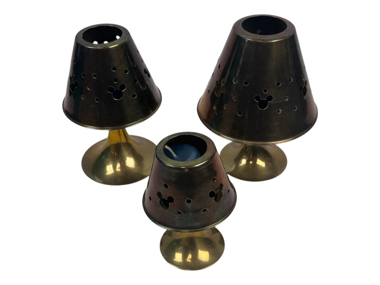 Disney Mickey & Stars Brass Fairy Light Candle Lamp Set: Disney Mickey & Stars Brass Fairy Light Candle Lamp Set of 3.