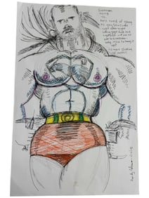 Randy Coleman Signed Gay Male Interest Drawing Illustration Art Original Erotic Nude Adults Only