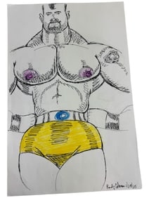 Randy Coleman Signed Gay Male Interest Drawing Illustration Art Original Erotic Nude Adults Only