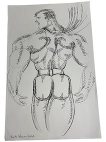 Randy Coleman Signed Gay Male Interest Drawing Illustration Art Original Erotic Nude Adults Only