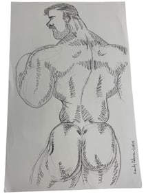 Randy Coleman Signed Gay Male Interest Drawing Illustration Art Original Erotic Nude Adults Only