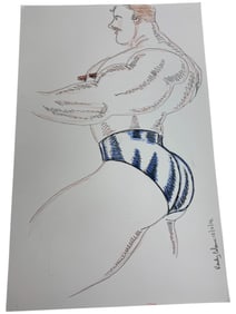 Randy Coleman Signed Gay Male Interest Drawing Illustration Art Original Erotic Nude Adults Only