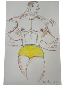 Randy Coleman Signed Gay Male Interest Drawing Illustration Art Original Erotic Nude Adults Only