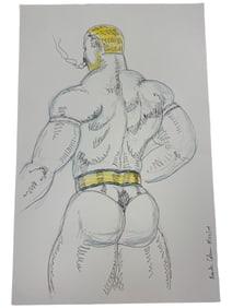 Randy Coleman Signed Gay Male Interest Drawing Illustration Art Original Erotic Nude Adults Only