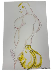 Randy Coleman Signed Gay Male Interest Drawing Illustration Art Original Erotic Nude Adults Only