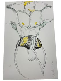 Randy Coleman Signed Gay Male Interest Drawing Illustration Art Original Erotic Nude Adults Only