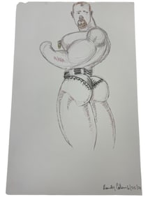 Randy Coleman Signed Gay Male Interest Drawing Illustration Art Original Erotic Nude Adults Only