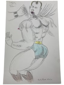 Randy Coleman Signed Gay Male Interest Drawing Illustration Art Original Erotic Nude Adults Only