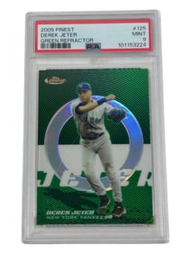 2005 Finest Derek Jeter #125 Green Refractor 101/199 PSA 9