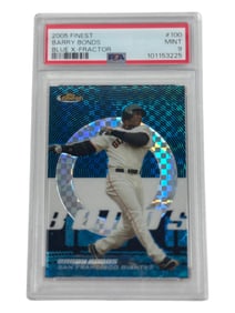 2005 Finest Barry Bonds #100 Blue X-Fractor 107/150 PSA 9