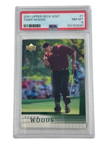 2001 Upper Deck Golf Tiger Woods #1 PSA 8