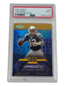 2003 Finest Tom Brady #35 Gold Refractor 35/50 PSA 9 Football Card NFL Rare